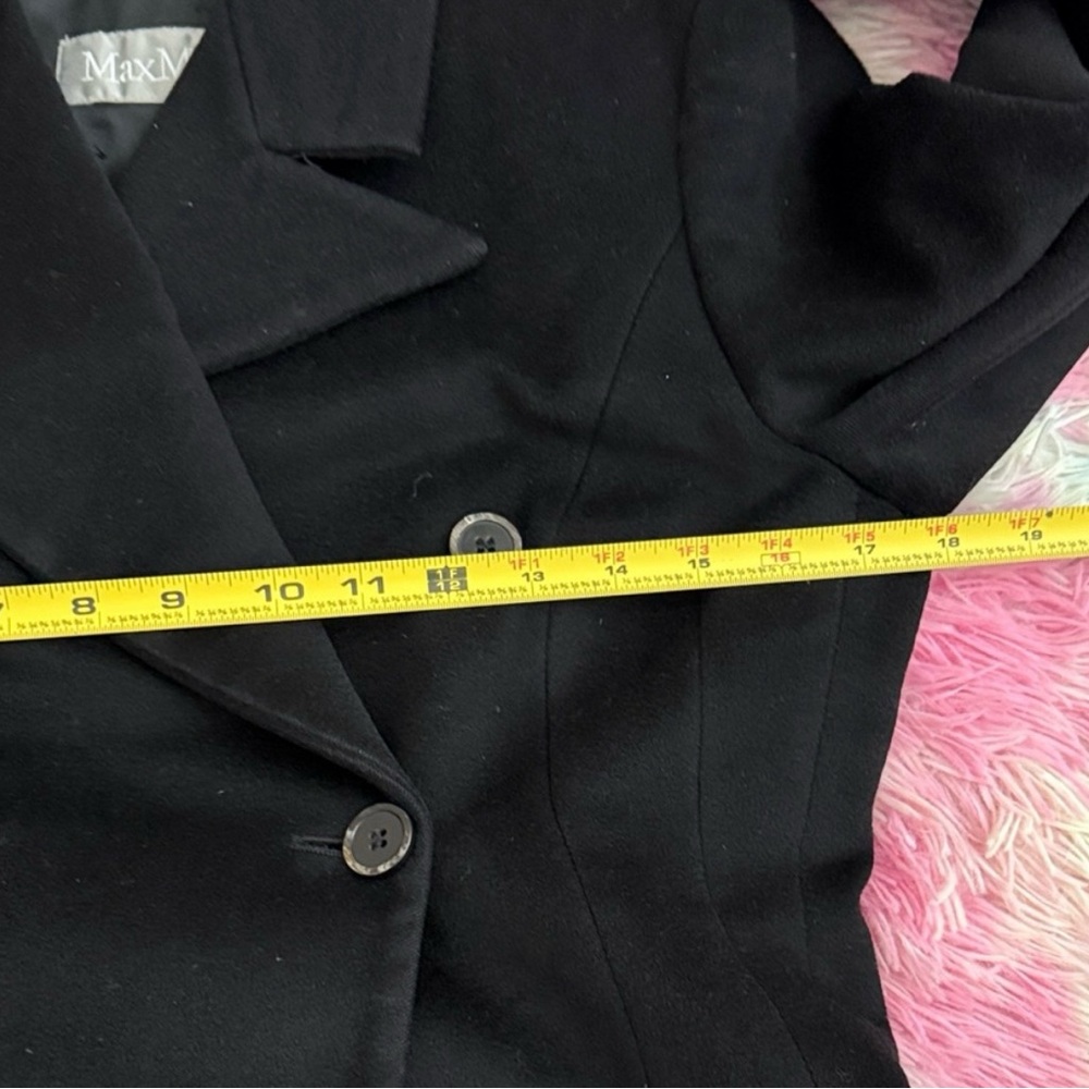 MaxMara Classic  Black Trench Coat Double Breast 100% Virgin Wool - Picture 12 of 16
